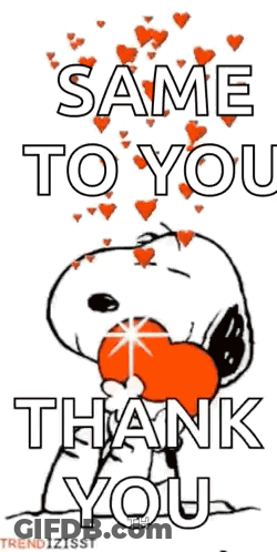 Snoopy Holding Heart Saying Same To You GIF