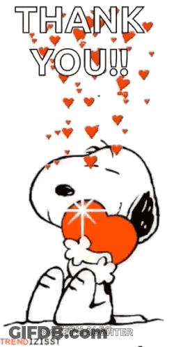 Snoopy Holding Heart With Falling Hearts GIF