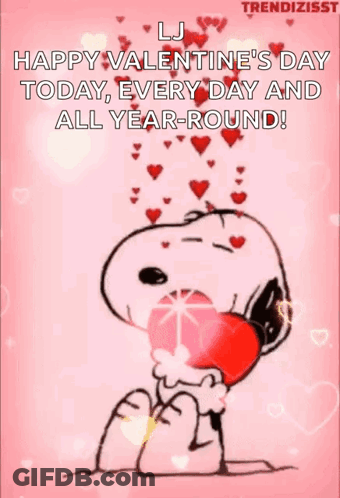 Snoopy Holding Heart With Happy Valentine's Day GIF