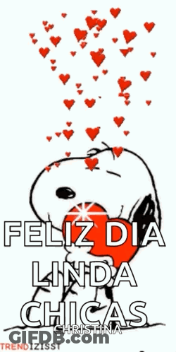 Snoopy Holding Heart With Hearts From Mouth GIF