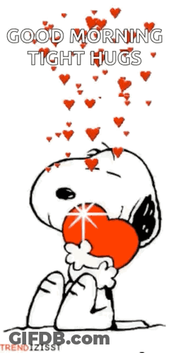 Snoopy Holding Heart With Hearts From Mouth GIF