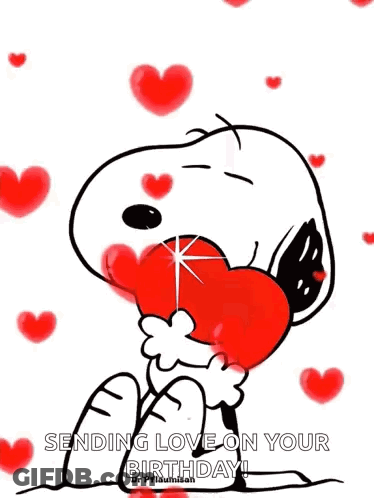 Snoopy Holding Large Red Heart GIF