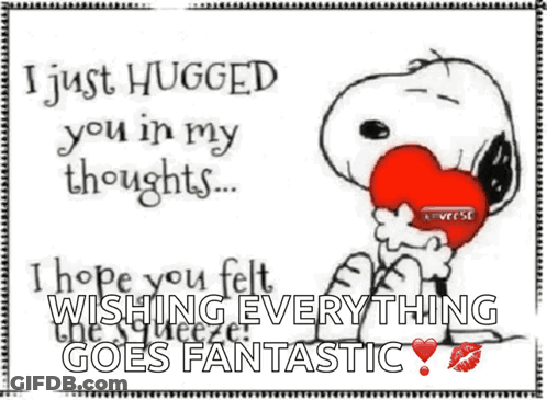 Snoopy Holding Red Heart I Just Hugged You In My Thoughts GIF