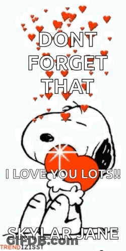 Snoopy Holding Red Heart Saying Dont Forget I Love You Lots GIF