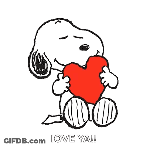 Snoopy Holding Red Heart Saying I Love Ya GIF