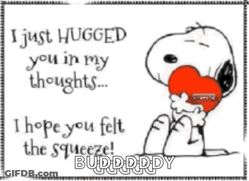 Snoopy Holding Red Heart Says I Just Hugged You In My Thoughts GIF
