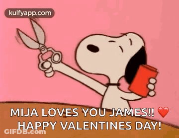Snoopy Holding Scissors And Cup Saying Mija Loves You James GIF