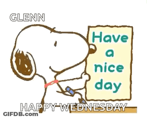 Snoopy Holding Sign Saying Have A Nice Day Happy Wednesday GIF