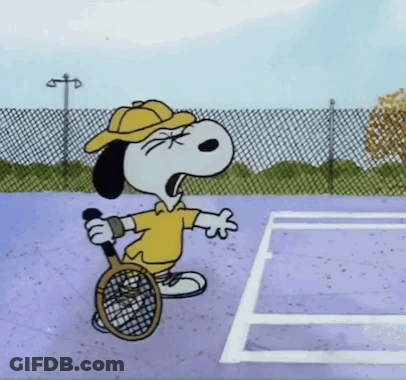 Snoopy Holding Tennis Racquet GIF