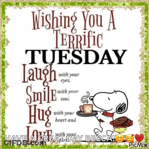 Snoopy Holding Tray With Coffee Cup GIF