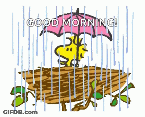 Snoopy Holding Umbrella In Rain GIF