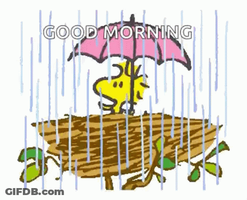 Snoopy Holding Umbrella In Rain GIF