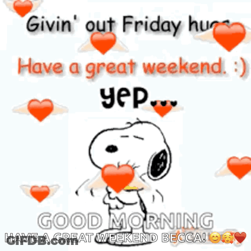 Snoopy Holding Woodstock With Hearts Good Morning GIF
