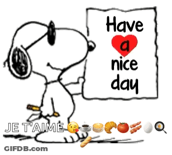 Snoopy Holds A Sign That Says Have A Nice Day GIF
