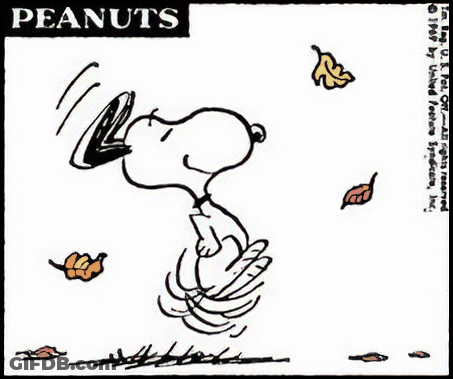 Snoopy Hooked On Autumn Leaves GIF