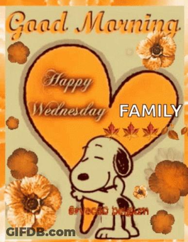 Snoopy Hugging Heart Good Morning Happy Wednesday Family GIF