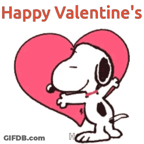 Snoopy Hugging Heart Saying Happy Valentine's GIF