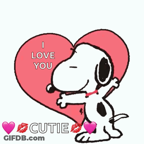 Snoopy Hugging Heart Saying I Love You GIF