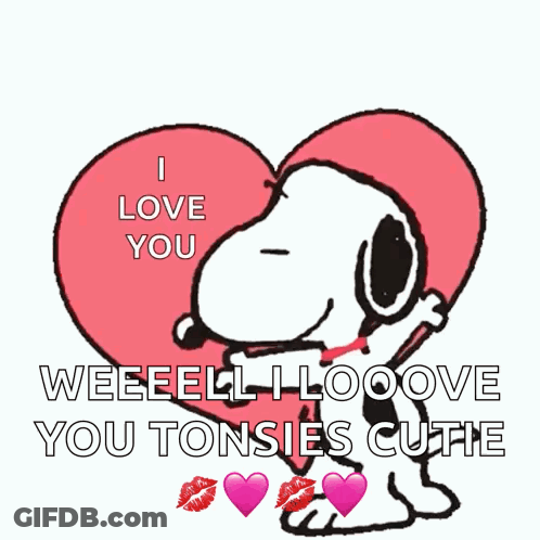 Snoopy Hugging Heart Saying I Love You GIF