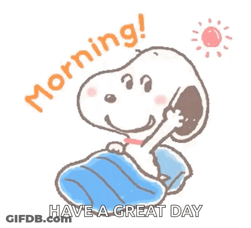 Snoopy In Bed Saying Morning Have A Great Day GIF