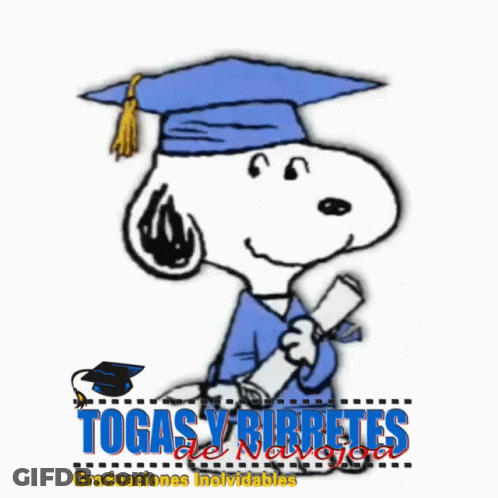Snoopy In Graduation Cap And Gown GIF