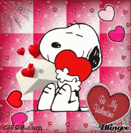 Snoopy In Love Be My Valentine Card GIF