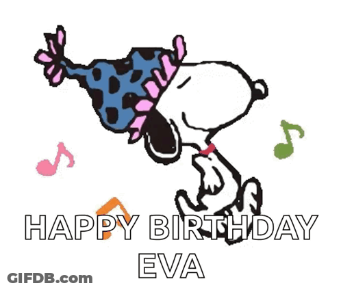 Snoopy In Party Hat Saying Happy Birthday Eva GIF