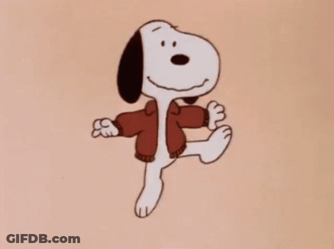 Snoopy In Sweater Jumping For Joy GIF