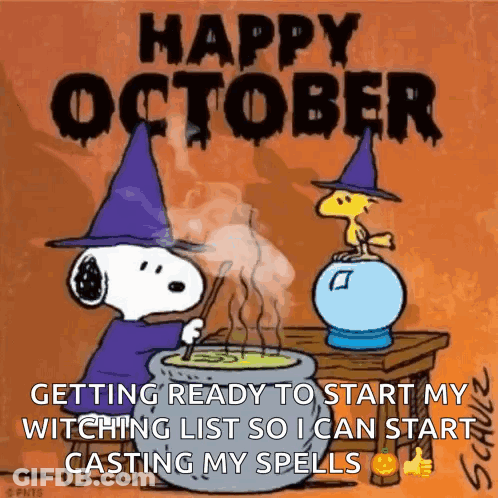 Snoopy Is A Witch Making A Potion In A Cauldron . GIF