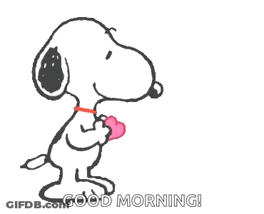 Snoopy Is Hugging A Pink Heart With The Words `` Good Morning '' Written Below Him . GIF