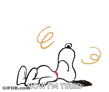 Snoopy Is Laying On His Stomach With A Swirl Around His Head . GIF