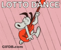 Snoopy Is Playing A Guitar And Dancing On A Pink Striped Background . GIF