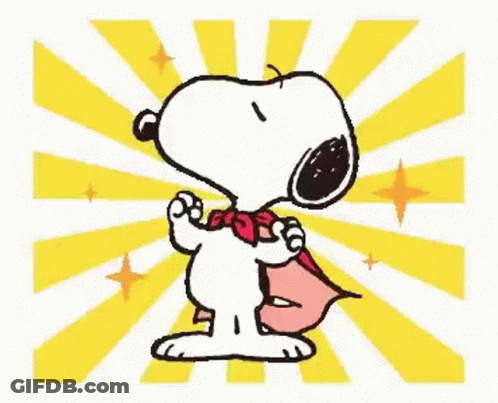 Snoopy Is Wearing A Cape And A Bow Tie On A Yellow And White Background . GIF