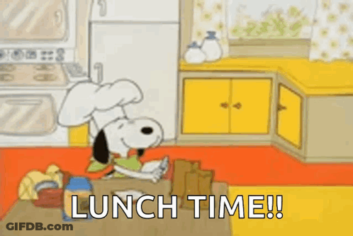 Snoopy Is Wearing A Chef 'S Hat And Holding A Sandwich In A Kitchen . GIF