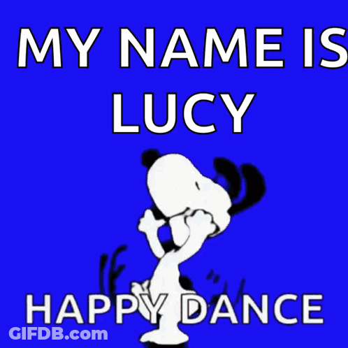 Snoopy Jumping In Air Saying My Name Is Lucy GIF