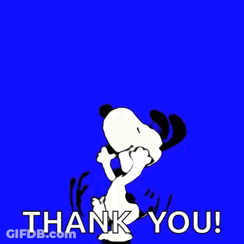 Snoopy Jumping On Purple Background Thank You GIF