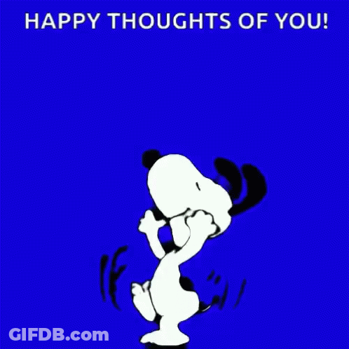 Snoopy Jumping With Happy Thoughts GIF