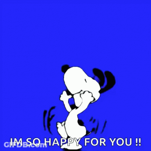 Snoopy Jumping With Im So Happy For You GIF