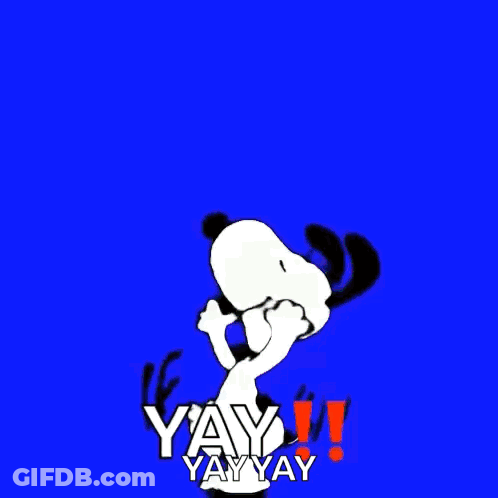Snoopy Jumping With Yay Yay Yay GIF