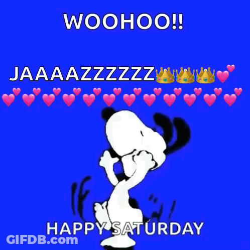 Snoopy Jumping Woohoo Happy Saturday GIF