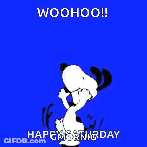 Snoopy Jumping Woohoo Happy Saturday GIF