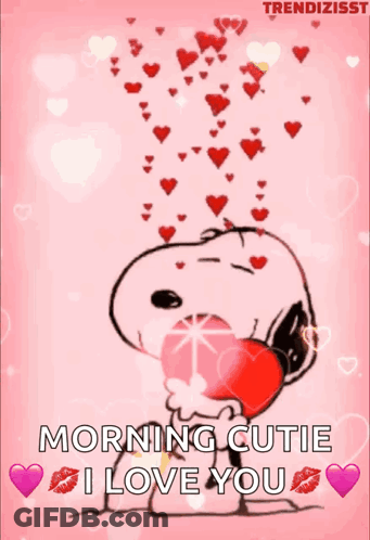 Snoopy Kissing Heart Saying Morning Cutie I Love You GIF