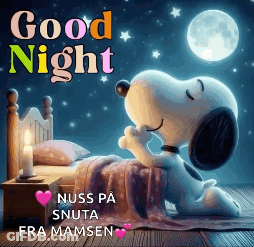 Snoopy Laying In Bed Good Night GIF