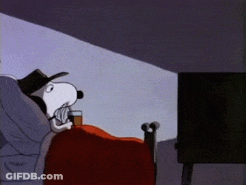 Snoopy Laying In Bed With Beer GIF