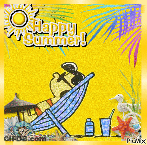 Snoopy Laying In Hammock Happy Summer GIF