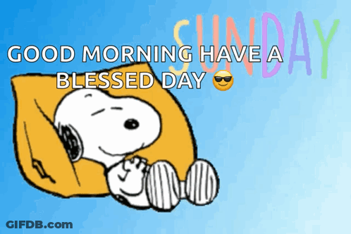 Snoopy Laying On A Pillow With The Words Good Morning Have A Blessed Day Above Him GIF