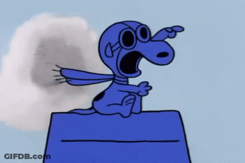 Snoopy Laying On Blue Blanket With Helmet And Goggles GIF