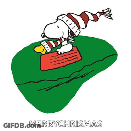 Snoopy Laying On Green Blanket Saying Merry Christmas GIF