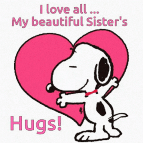 Snoopy Love His Beautiful Sister On Sister Day GIF