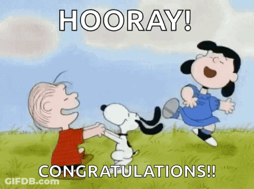 Snoopy Lucy And Linus Saying Hooray GIF